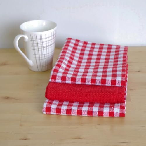 10XDIEZ Paño Cocina 100% algodón (Rojo - 45x65cm)