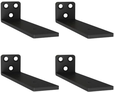 4 Pièces Equerre Etagere Murale 15 cm, Supports D'Étagère D'angle Robustes À Fixation Murale, Support Étagère Mural En Métal Pour Étagères Ouvertes de Bricolage (Noir)