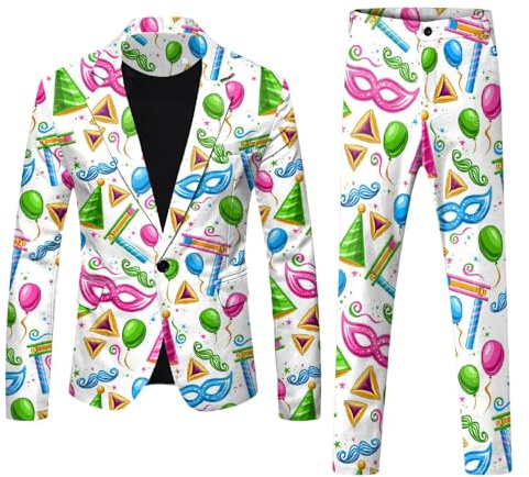 Generico Tuta da Uomo con Paillette vestibilità Regolare con Scollo a V Maniche Lunghe e Pantaloni Vestito Carnevale per Tutta La Famiglia Completo Nero Uomo Autunnali Invernali Abbigliamento Formale