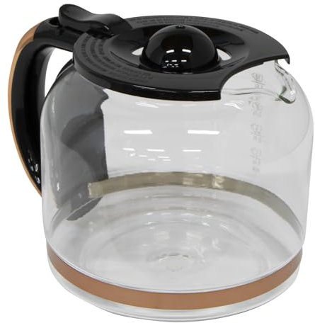 12-Cup Replacement Glass Carafe Pot with Lid for Dorset and Heritage Coffee Makers, Black/Copper