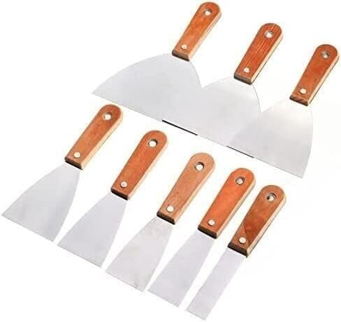 Paleta de cemento, espátula for yeso, hoja for desnatar yeso, paleta for yeseros, cuchillo for yeso con mango de madera, 8 piezas/juego de cuchillos for masilla con hoja de acero al carbono, limpieza