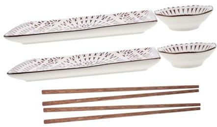 Garneck 2 Sets Sushi Plate Japanese Style Serving Plate for Sashimi Dish Multi-Function Food Display Dish for Restaurant Use Ceramic Material Included