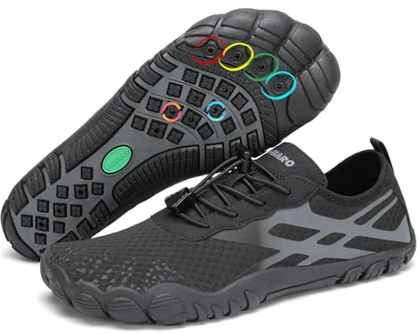 SAGUARO Badeschuhe Herren Wasserschuhe Damen Schwimmschuhe Schnelltrocknende Barfußschuhe Aquaschuhe Strandschuhe Leicht Neoprenschuhe Surfschuhe rutschfeste Tauchschuhe Poolschuhe Schwarz,Gr.47