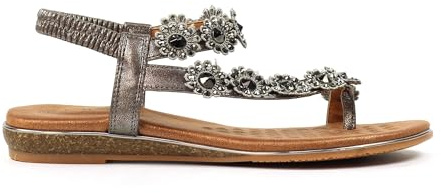 Lunar Ladies Charlotte II Pewter Sandal 6 Pewter