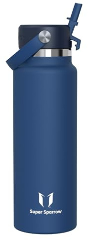 Sparrow Insulated Water Bottle with Straw - Metal Water Bottles 1.2L | Stainless Steel Drinks Bottle, Leakproof & BPA Free Flask, SwivelSip Flex Straw Cap, Reusable Sports,Gym Outdoor Travel