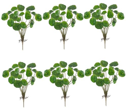 SMELEYOU 6pcs Plantes étanges artificielles avec 18 bégonia Feuilles réalistes Fausses Plantes étanges PU décorations résistantes au fondu idéal pour la Maison de la Chambre à Domicile Cadeau