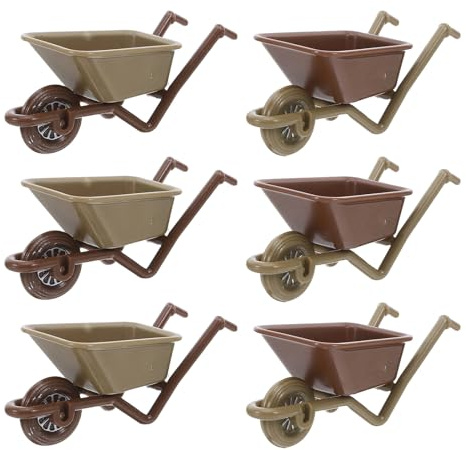 BESPORTBLE 12 Pcs Mini Wheelbarrow Model for Dollhouse Micro Garden Decor Plastic Miniature Pushcart in Green and Brown for Fairy Gardens and Miniature Landscape Accessories