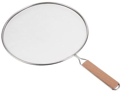 EPIGEIST Couvercle Anti-éclaboussures en Acier Inoxydable 25 Cm Manche en Bois, Grille de Protection pour Poêles, Protection Les Projections D'huile Cuisine, Ustensile Pratique pour Cuisson Sûre