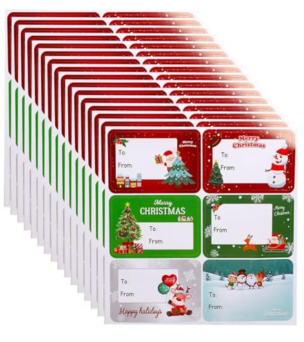 Aufkleber für Weihnachtsetiketten Weihnachtsaufkleber Selbstklebende Geschenkaufkleber 6 × 4 cm Weihnachten Namensaufkleber Christmas Labels Stickers für Weihnachtsdeko Geschenkverpackungen 120 Stück