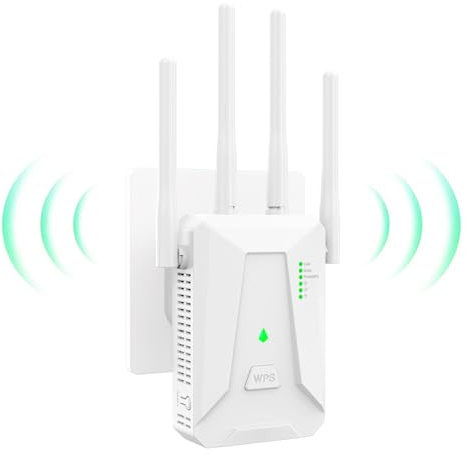 2025 Nouveau Repeteur WiFi Puissant,Amplificateur WiFi 4 antennes,2 Ports LAN, Compatible avec Toutes Les Box Internet Ethernet Port