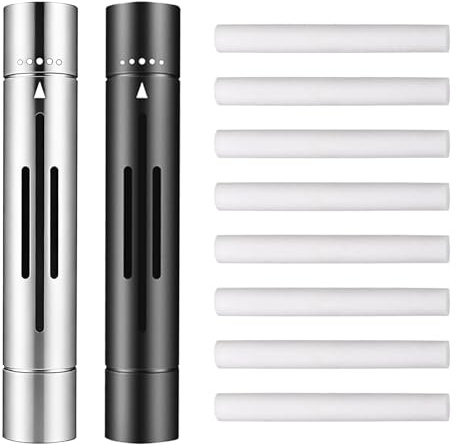 2 Stück Auto Duft Innenraum, Diffuser für Ätherische Öle, mit 8 Geruchsneutraler Nachfüllstift/Nachfüllauflagen, für Auto Zubehö Innenraum & Lüftung (Silber + Schwarz)