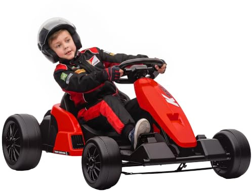 AIYAPLAY Kinder Elektro Gokart 24 V 6-18km/h Drift Kart mit 2 Motorn Rot | Driftmodus, Verstellbarer Sitz, Go Kart mit MP3 Musik, USB-Anschluss, Sanft Start, Kinderfahrzeug für 6-12 Jahre