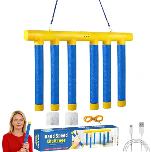 Shelprojsu Reflex Drop Sticks Challenge Game, 3 Adjustable Catching Falling Sticks Game, Hand Eye Coordination Training Game, Reaction Time Training Hand Speed Challenge Game (Blue)