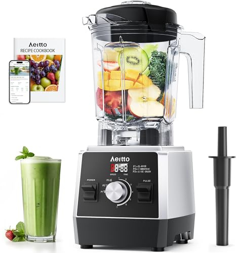 Aeitto Blenders for Kitchen 1800W Professional Countertop Blender, 68Oz Large Capacity Smoothie Blender with 3 Programs & 7 Speeds for Smoothies, Ice Crush, Frozen Drinks, Black