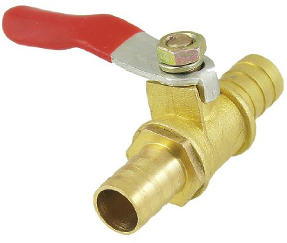 Sourcingmap Ball Valve Shut-Off Valve, 10mm Hose Barb to 10mm Hose Barb, Compressor Accessory, 180 Degree Operation Handle, Metal Valve, Pack of 1