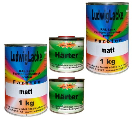LudwigLacke 3 kg Set Autolack mit Härter matt RAL 7016 Anthrazitgrau