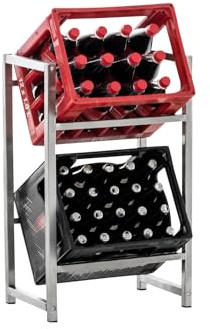 CLP Estantería para Cajas De Bebidas Lennert I Soporte para Organizar Cajas I Estante De Almacenamiento para Cajas I Color:, Color:Acero Inoxidable, Tamaño:S