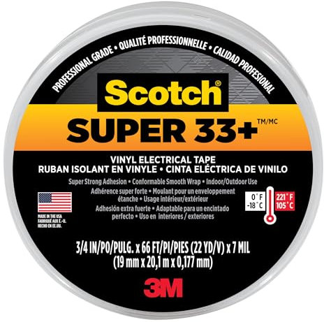 3M Scotch Super 33+ Vinyl Electrical Tape, .75-Inch by 66-Feet, 3-PACK
