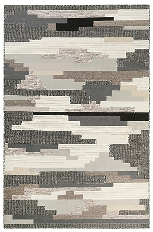 Esprit Home I Handweb Kurzflor Teppich/Läufer aus Wolle für Wohnzimmer, Flur, Schlafzimmer I Natham Kelim ESP-6012-03 | Beige Grau Taupe | (130 x 190 cm)