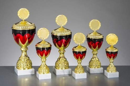 Pokal Deutschland schwarz-rot-gold mit Marmorsockel und Deckel