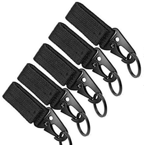 TANCUDER 5 Pack Tactical Gear Carabiner Clip Hanging Belt Carabiner Hook Nylon Webbing Buckle Strap Clip Molle Backpack Tape Keychains Hanging Buckle Belt Key Ring Holder for Outdoor Camping Hiking