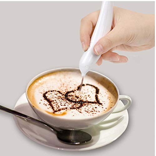 Zonster Kaffee Schnitzen Pen Kaffee Stencils Kuchen Spice Pen Kuchen Cappuccino Dekoration Pen Elektrische Latte Art Pen für Bärista Schablonen weiß