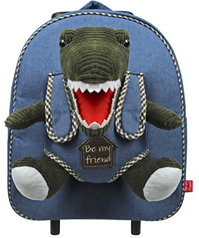 PERLETTI Tasche mit Rollen für Kindergarten und weiches Plüsch, für Kinder von 3 4 5 Jahren – Abnehmbarer Tier-Rucksack für Sohn und Mädchen – Kindergartentasche für Kleinkinder – 29 x 32 x 11 cm