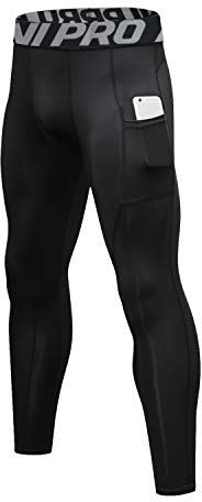 LNJLVI Leggings a Compressione da Uomo Calzamaglie Sportive Pantaloni Base Layer Tights for Gym Jogging Running (Nero,L)
