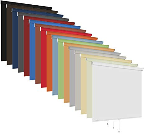 Springrollo Mittelzugrollo Schnapprollo Rollo 60-240 cm breit 150 cm hoch Stoff lichtdurchlässig blickdicht Wandmontage Deckenmontage Sonnenschutz Sichtschutz (Größe 240 x 150 cm / Farbe Anthrazit)