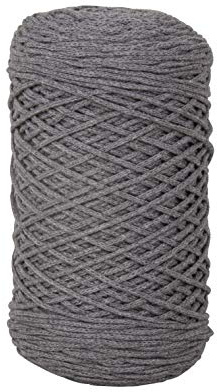 Rayher Braidy Recycling Garn, geflochten, 2 mm ø, steingrau, Knäuel ca. 250 m (250 g), Knüpfgarn, Macrameegarn, 42009558