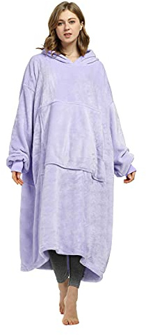 Catalonia Classy Kuschelige Fleece-Kapuzendecke, Warme Geschenke für Sie, Weiche tragbare Kapuzendecke, Kapuzenpulli in Übergröße für Erwachsene Männer Frauen, Lila