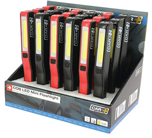 SUMEX Linterna LED COB Formato Bolígrafo con Clip Magnético Luz de Trabajo Lampara de inspección 2 Modos de Luz de 240 y 80 Lúmenes Pack Display de 18 en Rojo y Negro