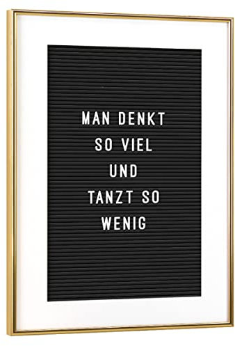 artboxONE Poster mit Rahmen Gold 75x50 cm Letterboard Mehr Tanzen von Hafenkönigin - gerahmtes Poster