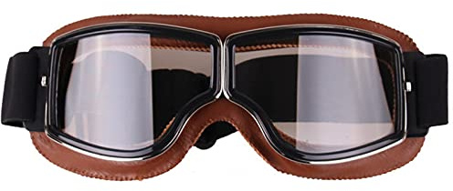 LLDDSS Retro Motorradbrille Brille Vintage Motorradbrille Outdoor Sport Leder für Harley Fliegerbrille