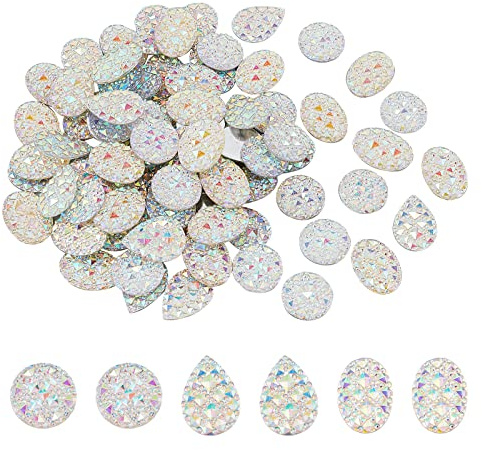 FINGERINSPIRE 60 Stück 25 x 25 mm extra große Flache Rückseite Herz Acryl Selbstklebende Strasssteine ​​15 Farben mit Behälter Herzkristalle Bling Aufkleber Acrylschmuck für Kostümherstellung Cosplay