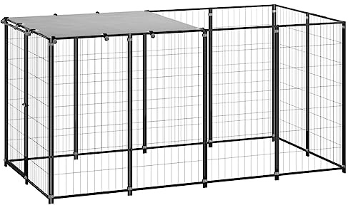vidaXL Hundgård svart 2,42 m² stål