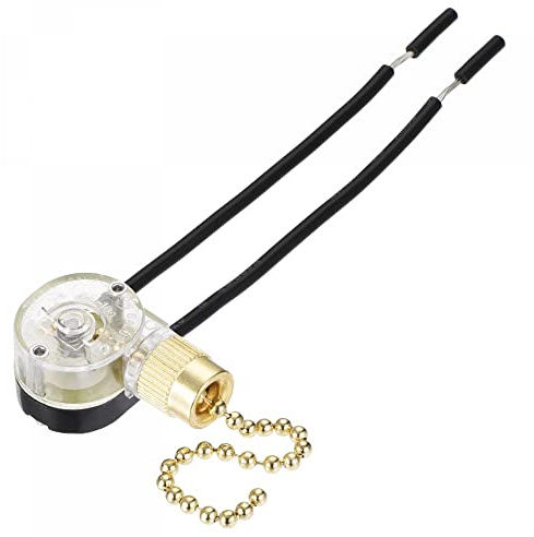 sourcing map Poignée Chaîne Interrupteur Marche-Arrêt Vitesse Remplacement ZE-109 pour Plafond Ventilateur Lampe Lumière Transparent Doré 2Pcs