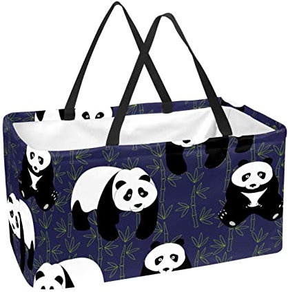 Wiederverwendbarer Einkaufskorb Panda-Bambus Tragbare Faltbare Picknick-Einkaufstüten Wäschekorb Einkaufstasche