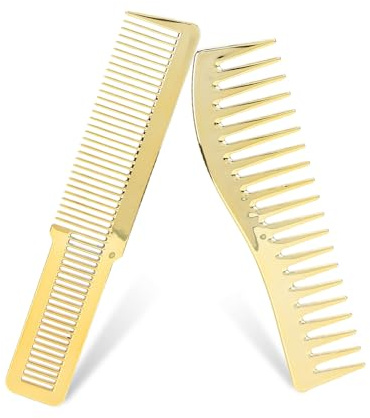 Sonew Hair Styling Kämme Set, Barber Shop Friseur Set Breitzahn Haarschneidekamm für Alle Haartypen(Gold)