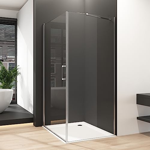 Goezes Duschkabine Eckeinstieg 90x75 Pendeltür mit Seitenwand, Schwingtür Duschabtrennung Drehtür Duschwand 6mm NANO Beschichtung EGS Sicherheitsglas, Duschtür 90cm, Seitenwand 75cm, Höhe 195cm