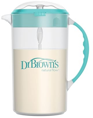 Dr. Brown's Baby Formula Mixing Pitcher with Adjustable Stopper, Locking Lid, & No Drip Spout, 32oz, BPA Free, Teal
