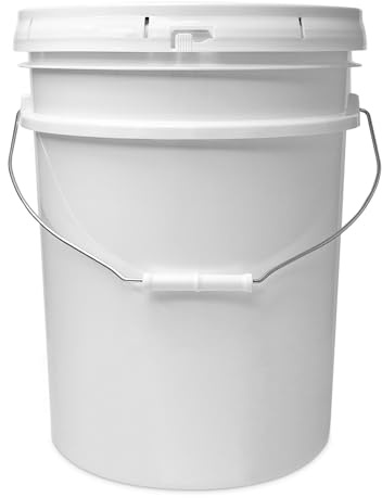 ePackageSupply White 5-Gallon Bucket with Lid | Made in USA | Food Grade | Heavy-Duty Extra Durable Plastic Bucket | Multi-Use Food Grade Buckets with Lids | Easy Stack and Store | BPA Free | 1 Pack