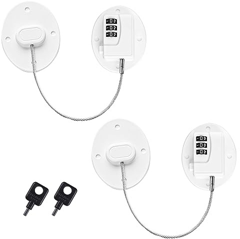 2 Pièces Serrure de Réfrigérateur, Serrures de Réfrigérateur pour Enfants Auto-Adhésives Sans Perçage Serrure de Congélateur pour Armoire Fenêtre Tiroir Appareils Électroménagers