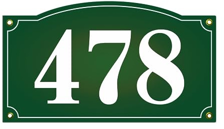 Hausnummer Hausnummernschild Emaille 18x33 cm, Emailschild, Hausschild, Individuell anpassbare Hausnummer, Vorbohrungen, Wetterfest, Türschild, Wunschtext, Keramik Emaille (Grün (dunkel))