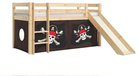 möbelando Spielbett >Pino< in Kiefer massiv Natur lackiert - 210x114x218 (BxHxT)