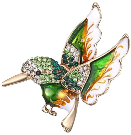 Broches Pour Vetements Femme Broche Colibri En Cristal Sertie De Diamants Broche Animal Alliage Broche Oiseau Pull Accessoires Vêtements Corsage Châle Boucle Vert