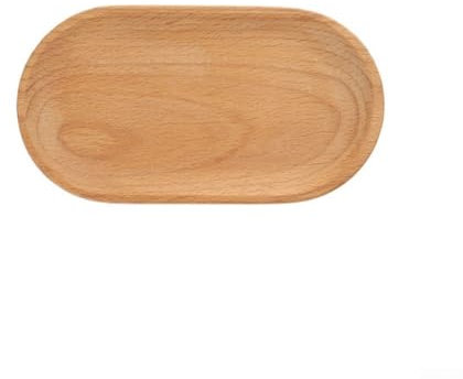 Beech Plate Tray Solid Wood Dessert Plate Wooden Snack Fruit Plate Cutlery Tray(Oval 18x10cm)