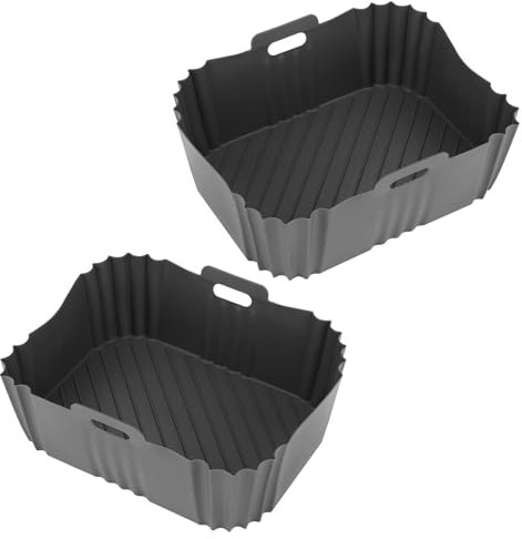 Viitech Silikon Backform Für Heißluftfritteuse-Silikonform, 2 Pack 21 x 16,5 x 8 cm Luftfritteuse Silikon Topf Wiederverwendbar, Airfryer Silikonform für Ninja AF300UK AF400UK (Grau)