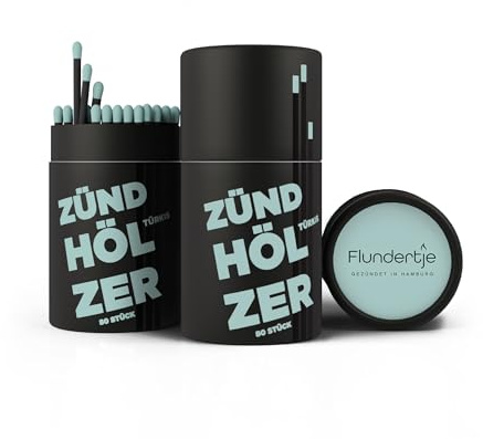 Flundertje Streichhölzer aus Hamburg – 10 cm Lange Zündhölzer, große Kerzen- & Kaminstreichhölzer, hochwertiges Geschenkset (3, türkis)
