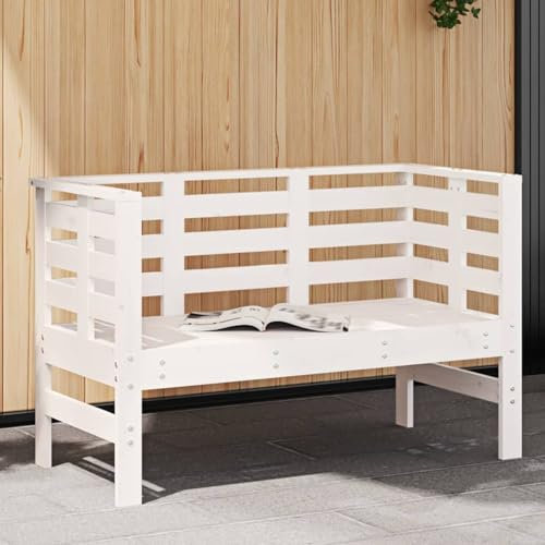 Iiaky Gartenbank Garten Sitzbank Balcony Furniture Garten Lounge Sitzbank Outdoor Weiß 111,5x53x71 cm Massivholz Kiefer